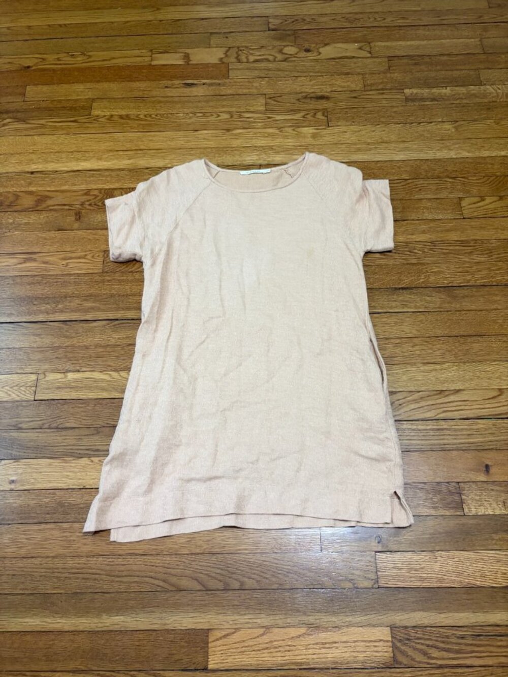 Ellison Womens Shirt Dress Size Medium Pale Pink T-Shirt Pockets Stretch Viscose